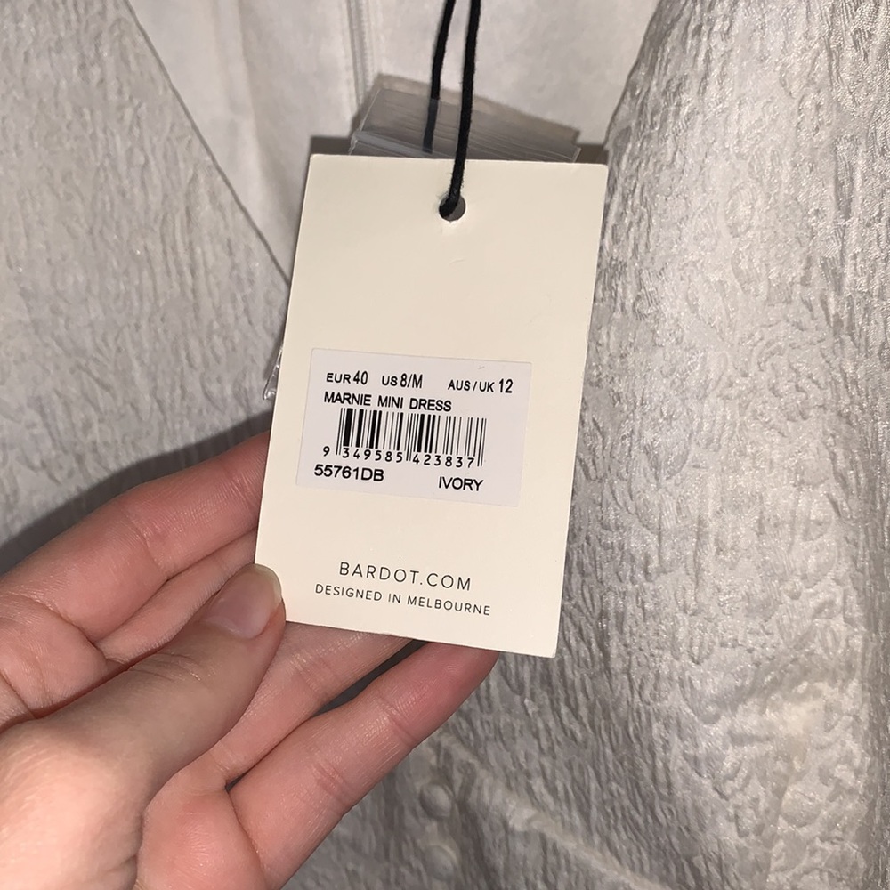 Bardot | Marnie Mini Dress Puff Sleeve in Ivory Size M - Picture 7 of 14